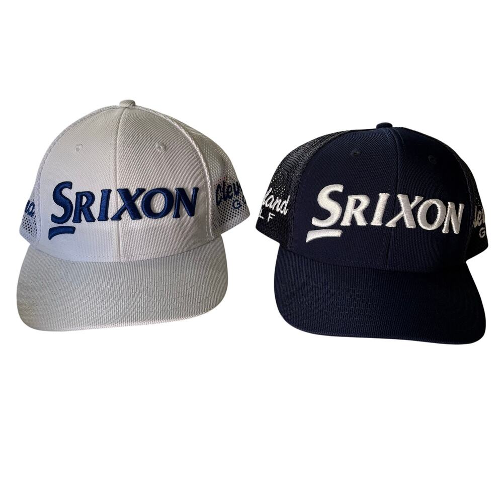 LOT OF 2 - Srixon Golf Cleveland Blue White Trucker Hat Cap Mesh SnapBack PGA